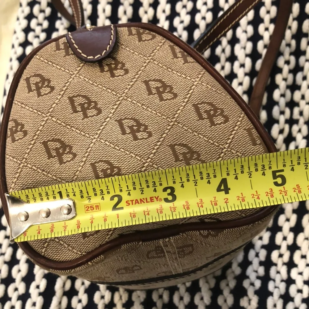 Vintage Signature Logo Canvas & Brown LeatherDuffle Roll Bag - Image 8