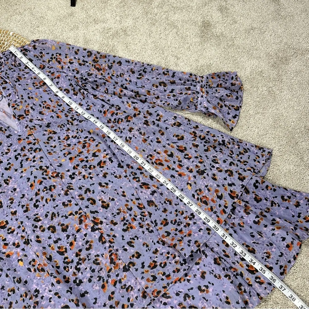 & Other Stories Flounced Tiered A-Line Mini Dress in Animal Print Lilac Combo 8 - Image 16