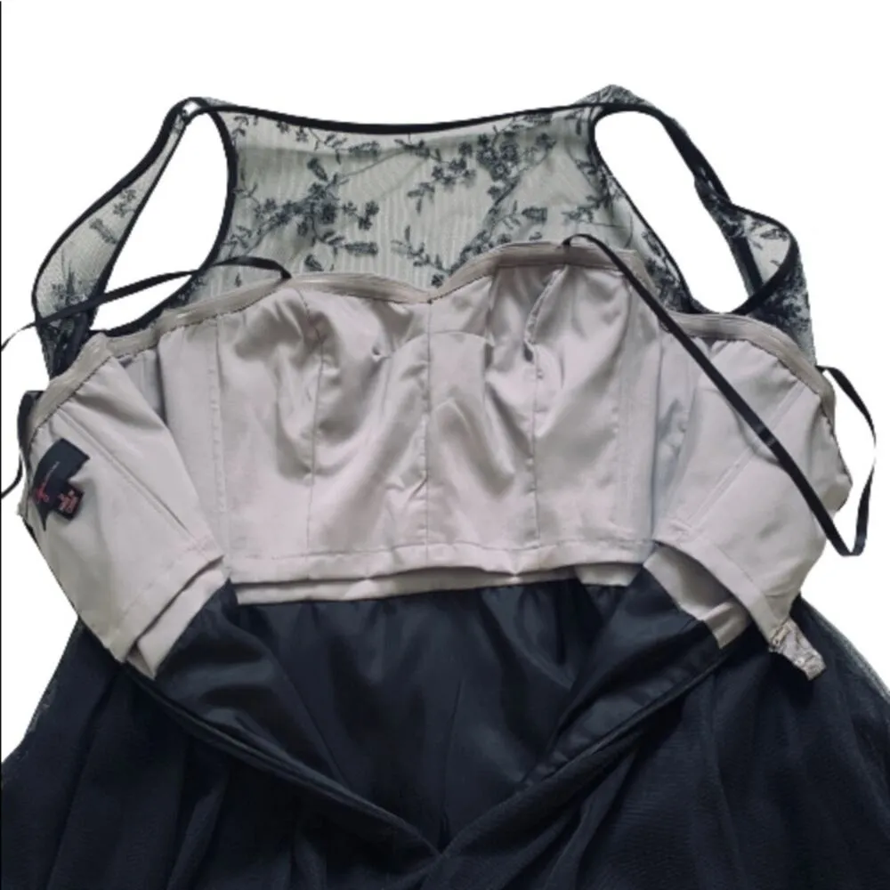 Aqua Dress Black Lace Mesh Tulle Sleeveless Formal Party Wedding Mini Size 2 - Image 9