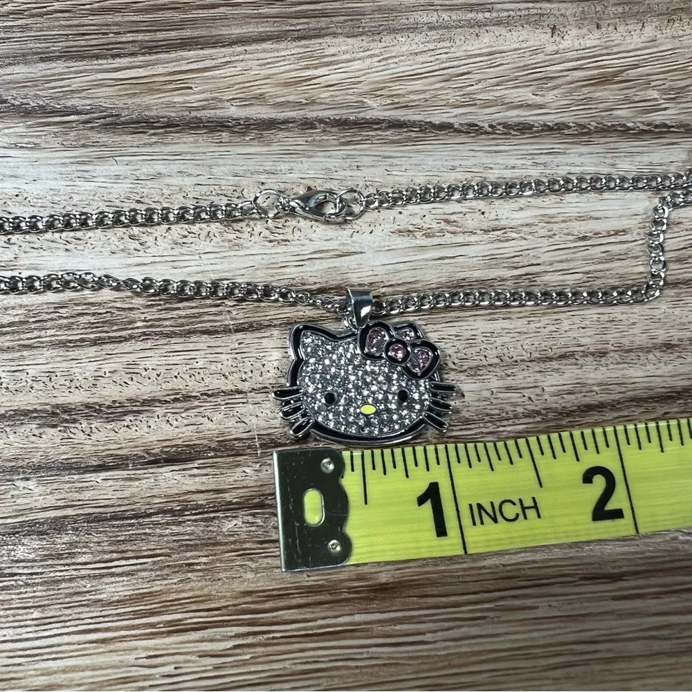 Silver Hello Kitty Pendant Necklace Pink - Image 3