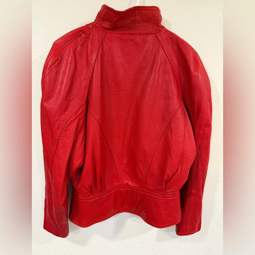 Andrew Marc Vintage Red Leather Jacket & Skirt Set Size Small VGUC - Image 9