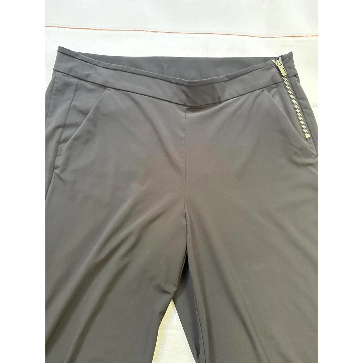 Athleta Black Wide Leg Pants with Side Zipper 12P - Image 2