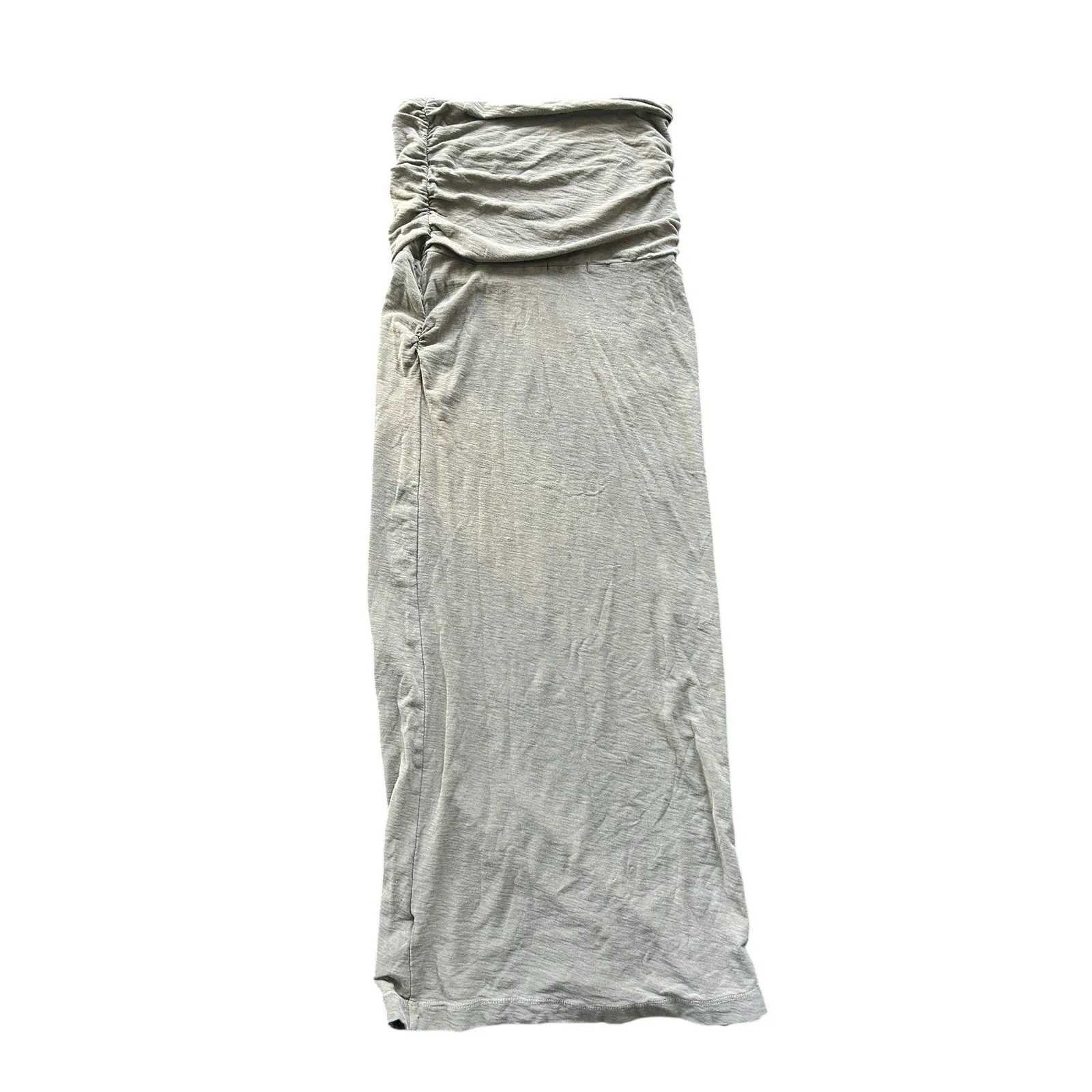 James Perse Brushed Jersey Skirt Gray Ruched Midi Skirt Size 1 Casual Chic - Image 6