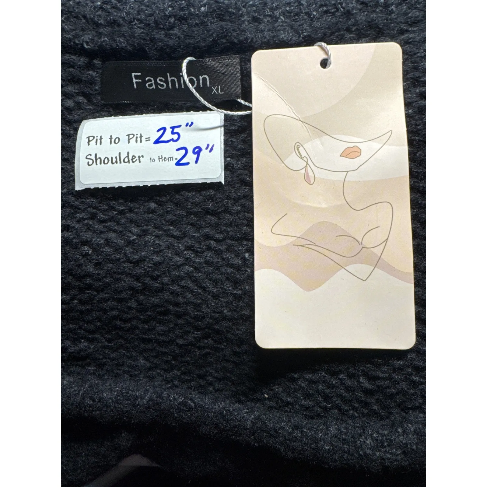 Fashion Oversized Sweater Knit Pullover Long Sleeve Relaxed Fit XL Black - Image 2