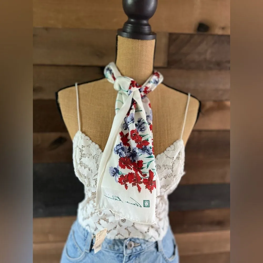 Vintage 90s NWT Stunning Anne Klein 100% Silk Scarft With Floral Design - Image 3