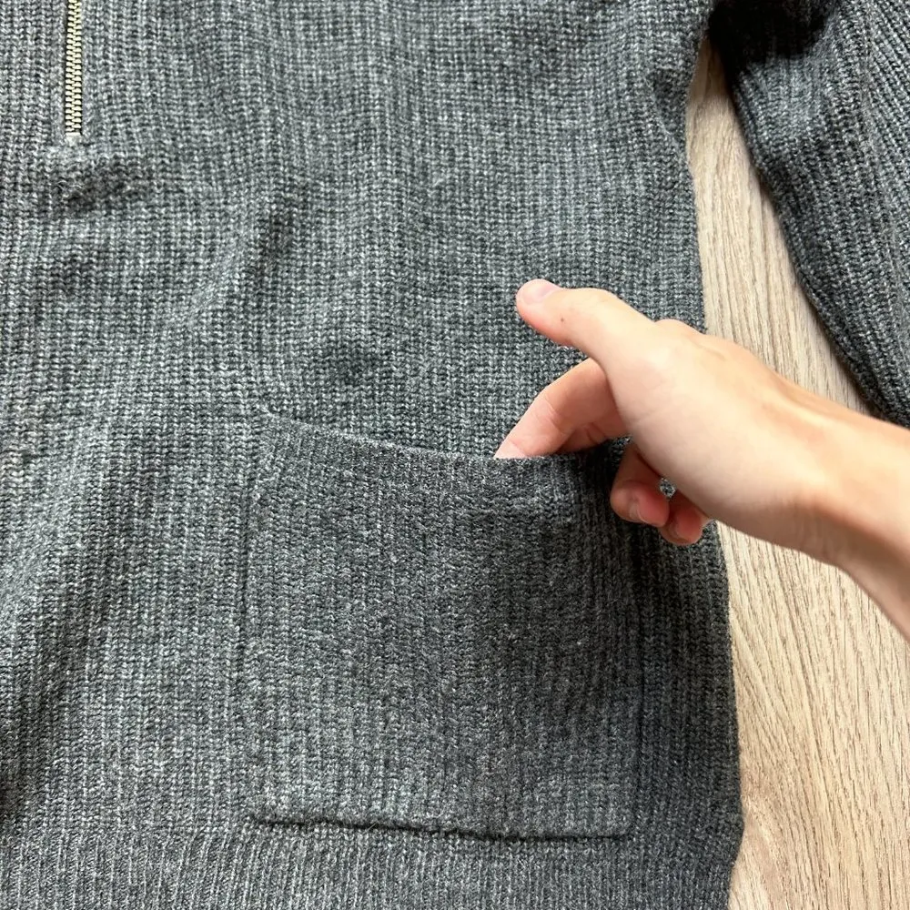 Madewell Merino Wool Blend Glenbrook Half-Zip Pullover Sweater Charcoal Gray XS - Image 4