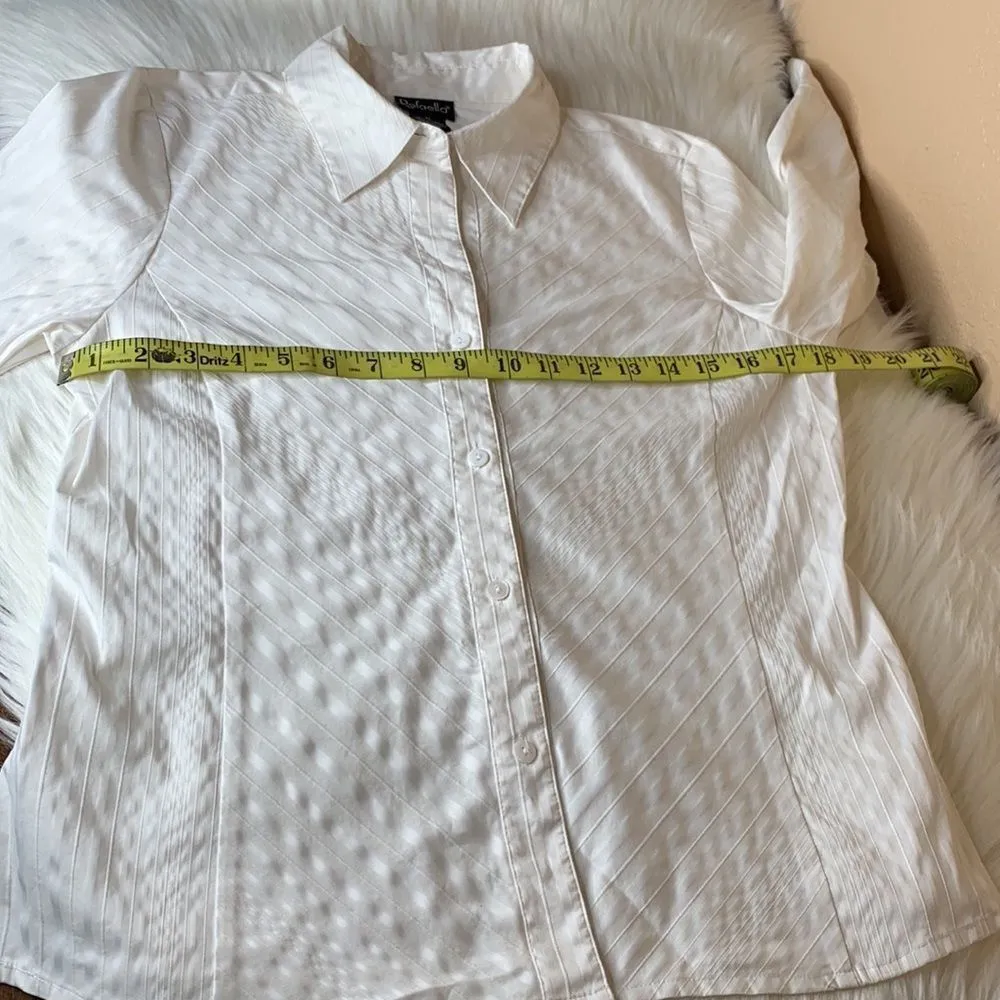 Rafaella  White 3/4 Sleeve Button Down Shirt Size 10 - Image 8