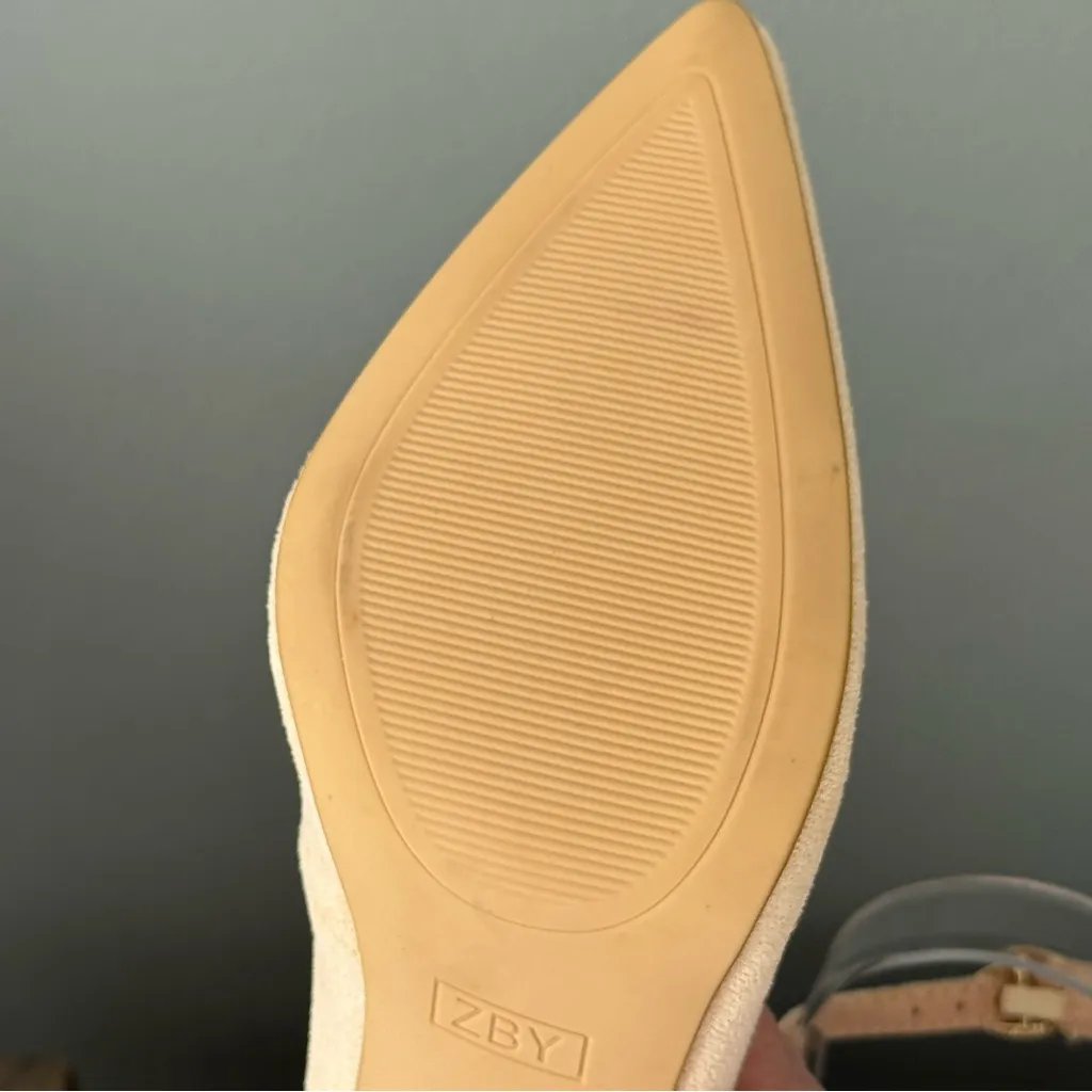 NEW ZBY Women’s Nude Suede Pointed Toe High Heels Size 9.5 A29 Tan - Image 12