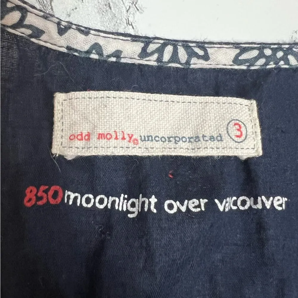 Odd Molly Anthropologie embroidered eyelet top blue Sz L - Image 5