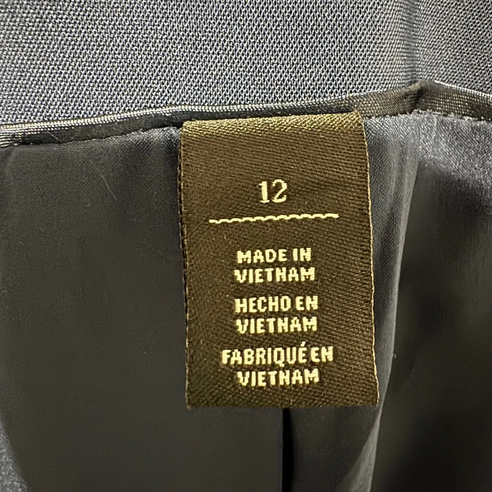 White House Black Market Women Navy Blue Sleeveless Open Tuxedo Lined Vest Sz 12 - Image 9