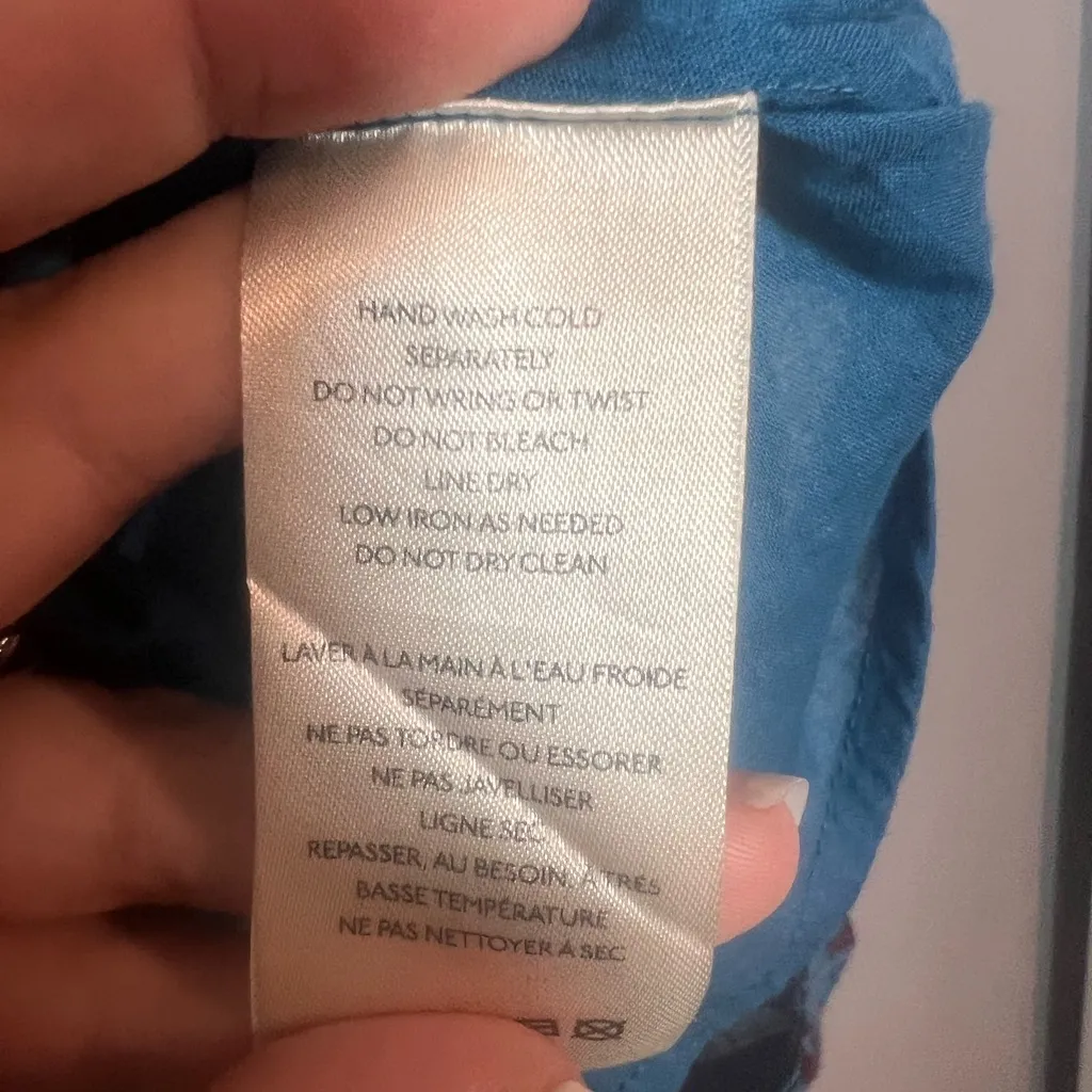 Free People Sweet Annie Cotton Mini Dress Blue Smocked Sleeveless Size Medium - Image 15