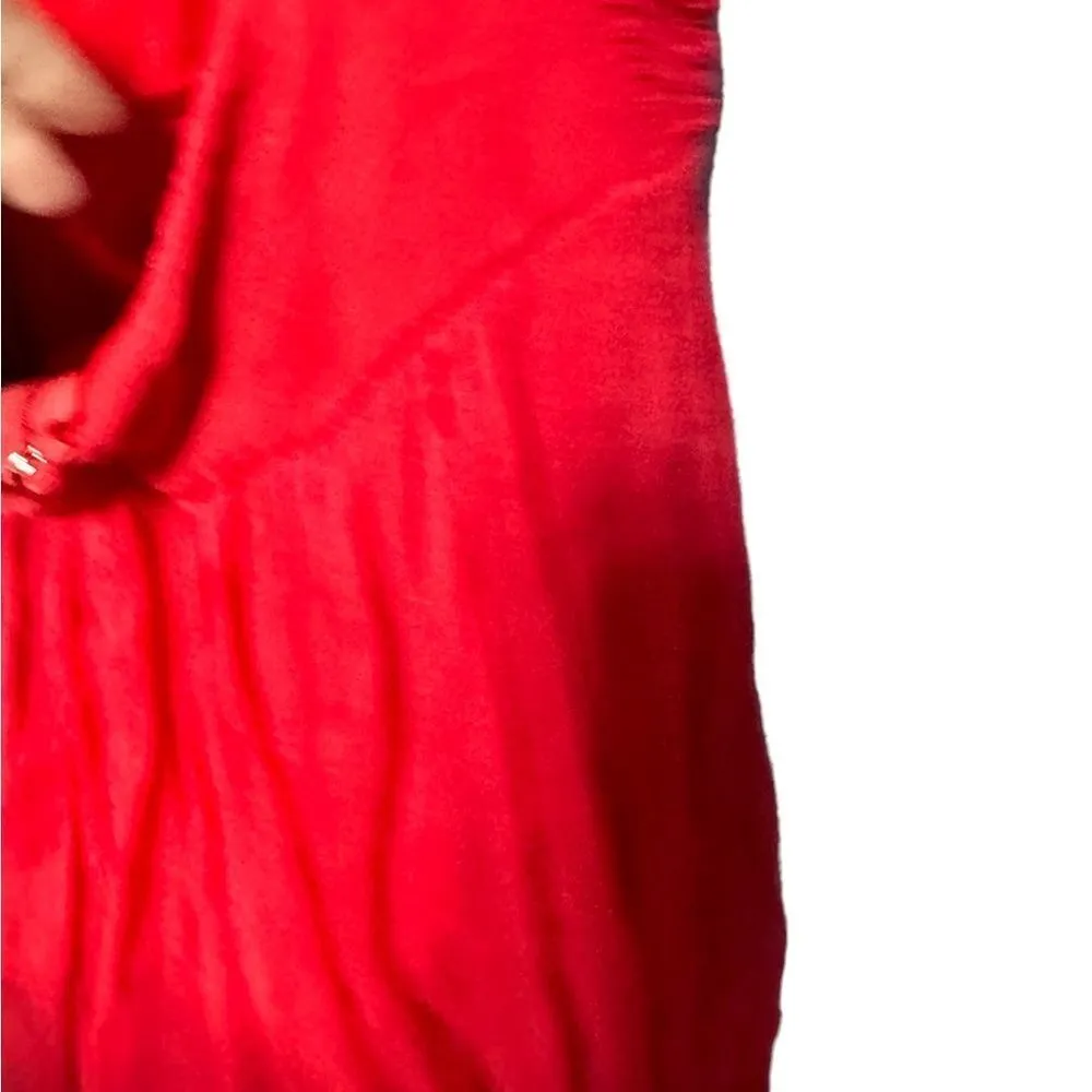 Red Poofy Crinkle Halter Mini Dress Medium - Image 9