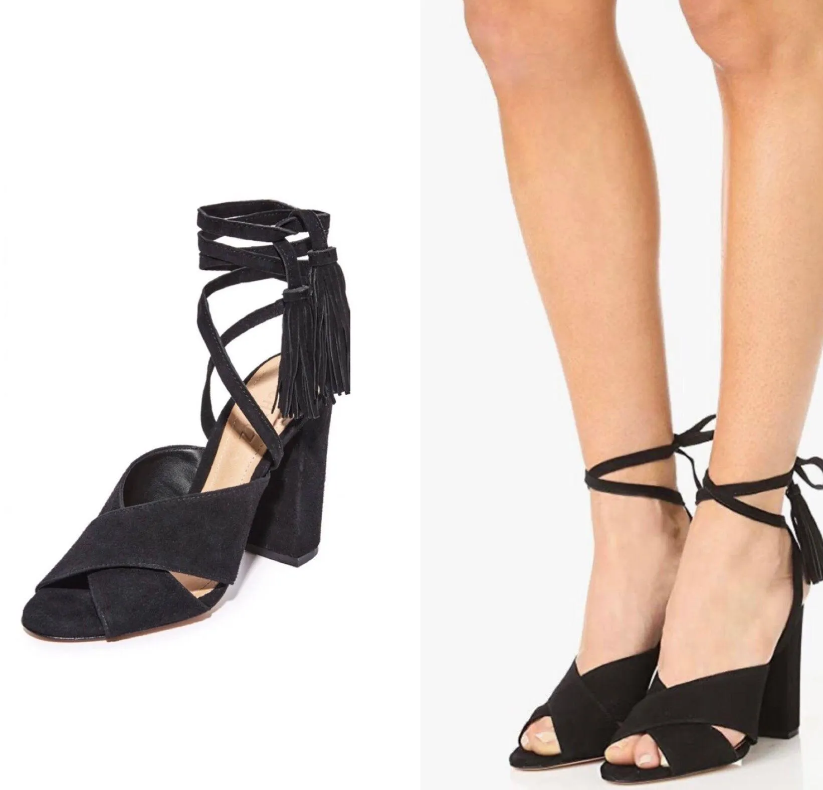 Shutz Black Suede Crisscross Sandals  - Image 2
