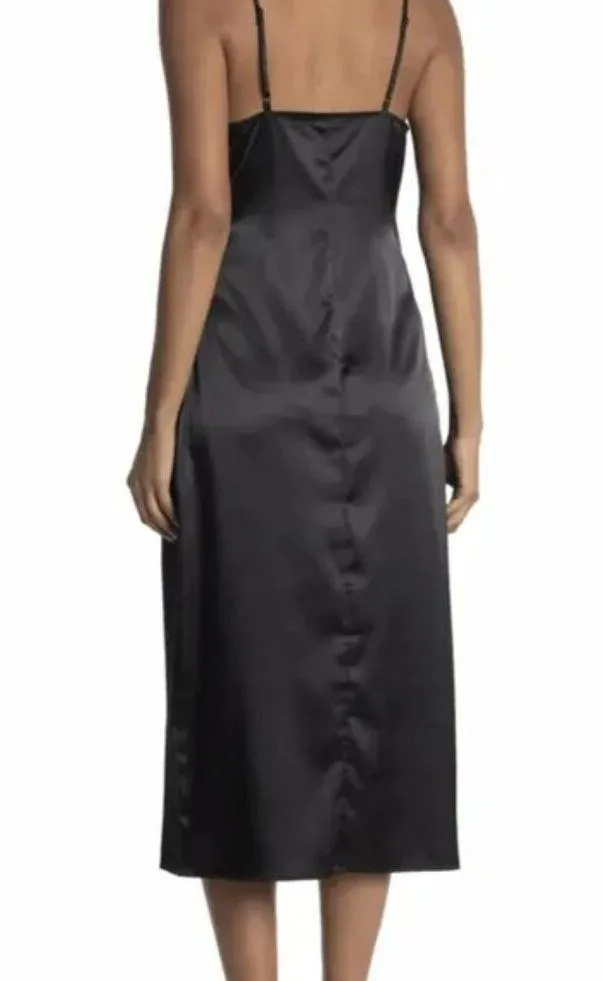 AFRM Black v neck satin midi adjustable straps slip dress Size XL - Image 2