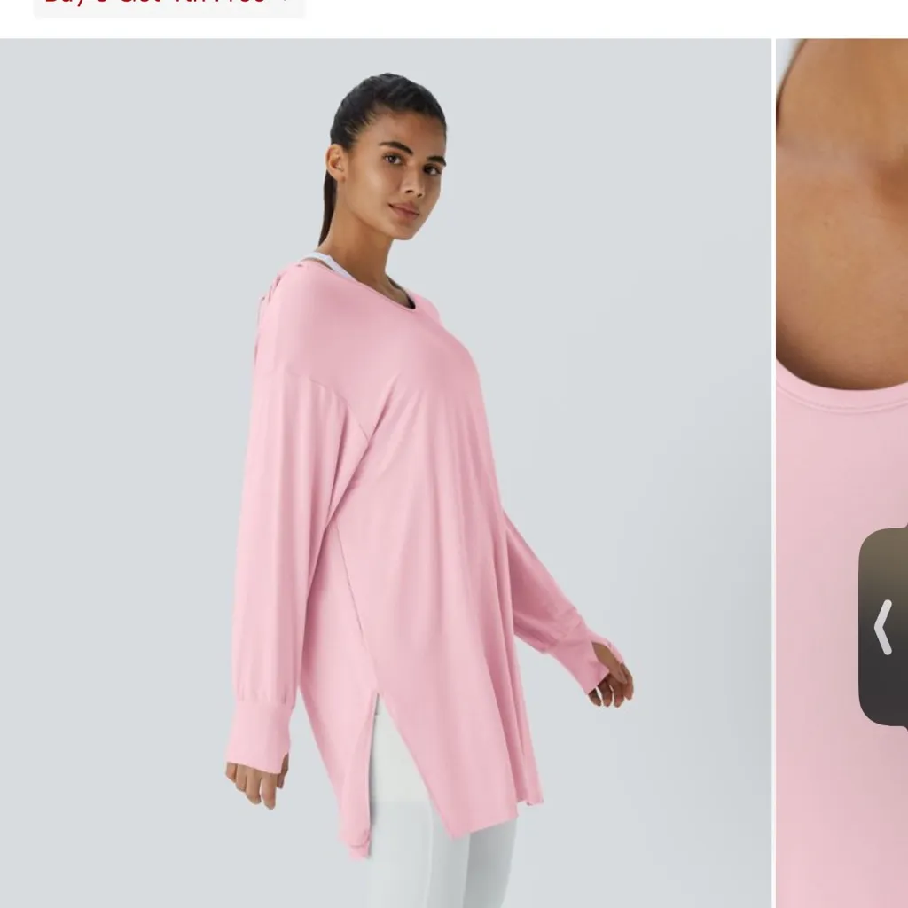 NWOT HALARA Long Sleeve Hoodie lightweight modern oversized size M. Stretch soft - Image 3