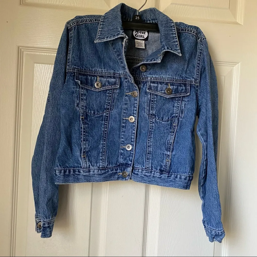 girl size medium crop bluejean jacket Blue - Image 10