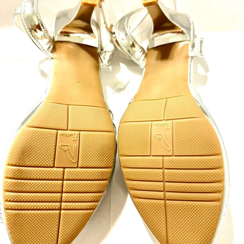 Fashion Glitter Sparkle Heel Ankle Open Toe Shoes Adult Women's Size 7.5 Silver - Image 6