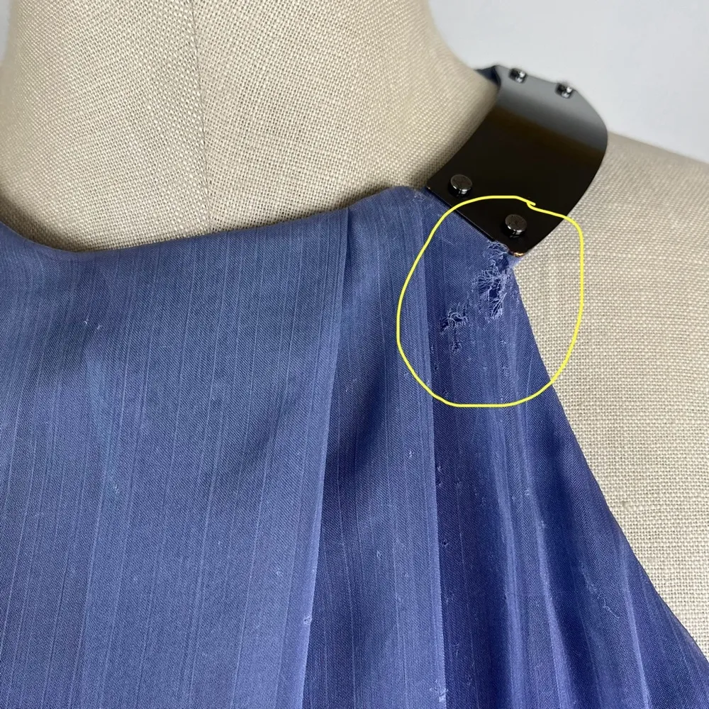 Halston Heritage Blue Chiffon Drape Midi Dress - Image 4