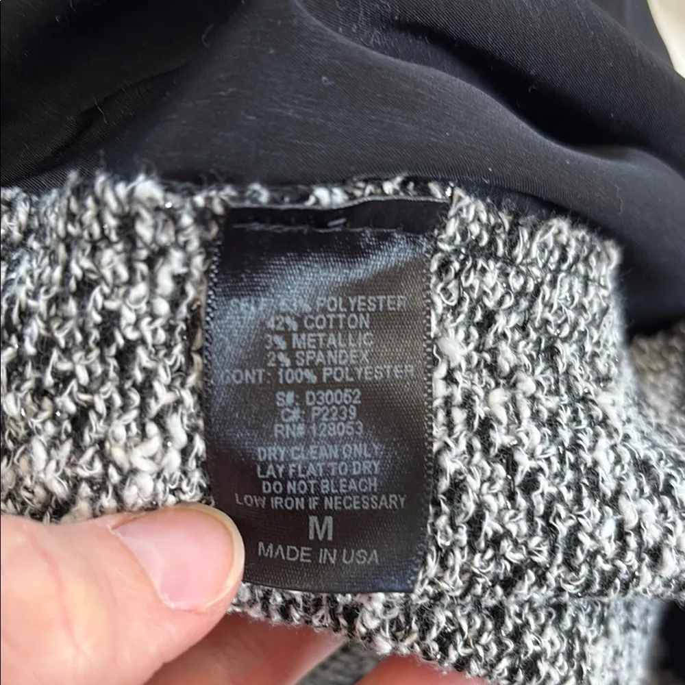 Potter’s Pot Anthropologie Black Gray Open Front Blazer Cardigan Medium - Image 4