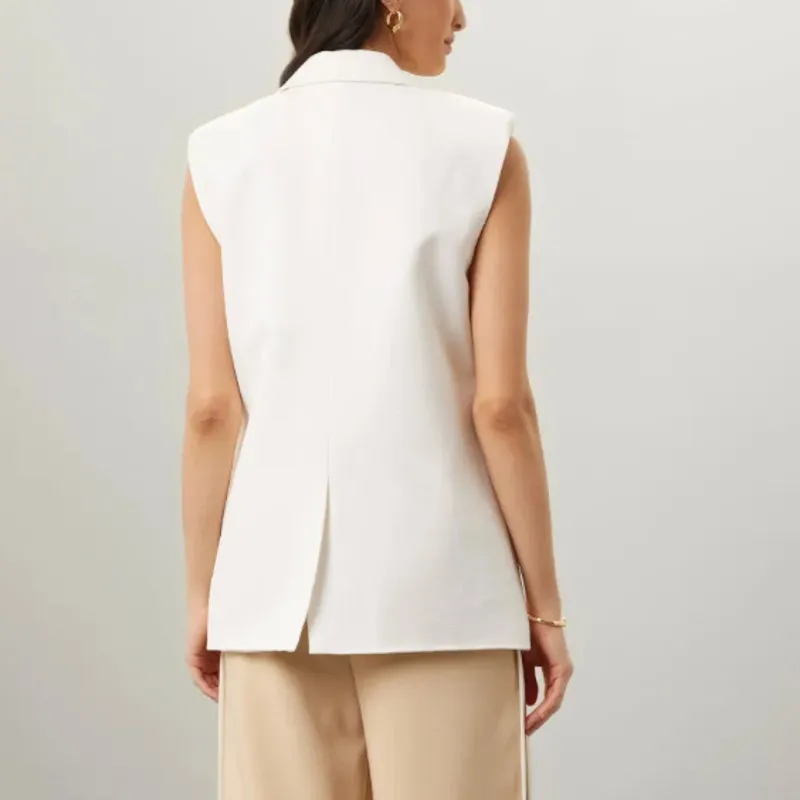 Endless Rose White Linen Blazer Vest SMALL Boxy Oversized Career Suiting $130 - Image 2