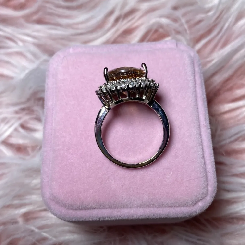 SIMULATED MORGANITE & SIMULATED DIAMOND HALO Ring - Image 4