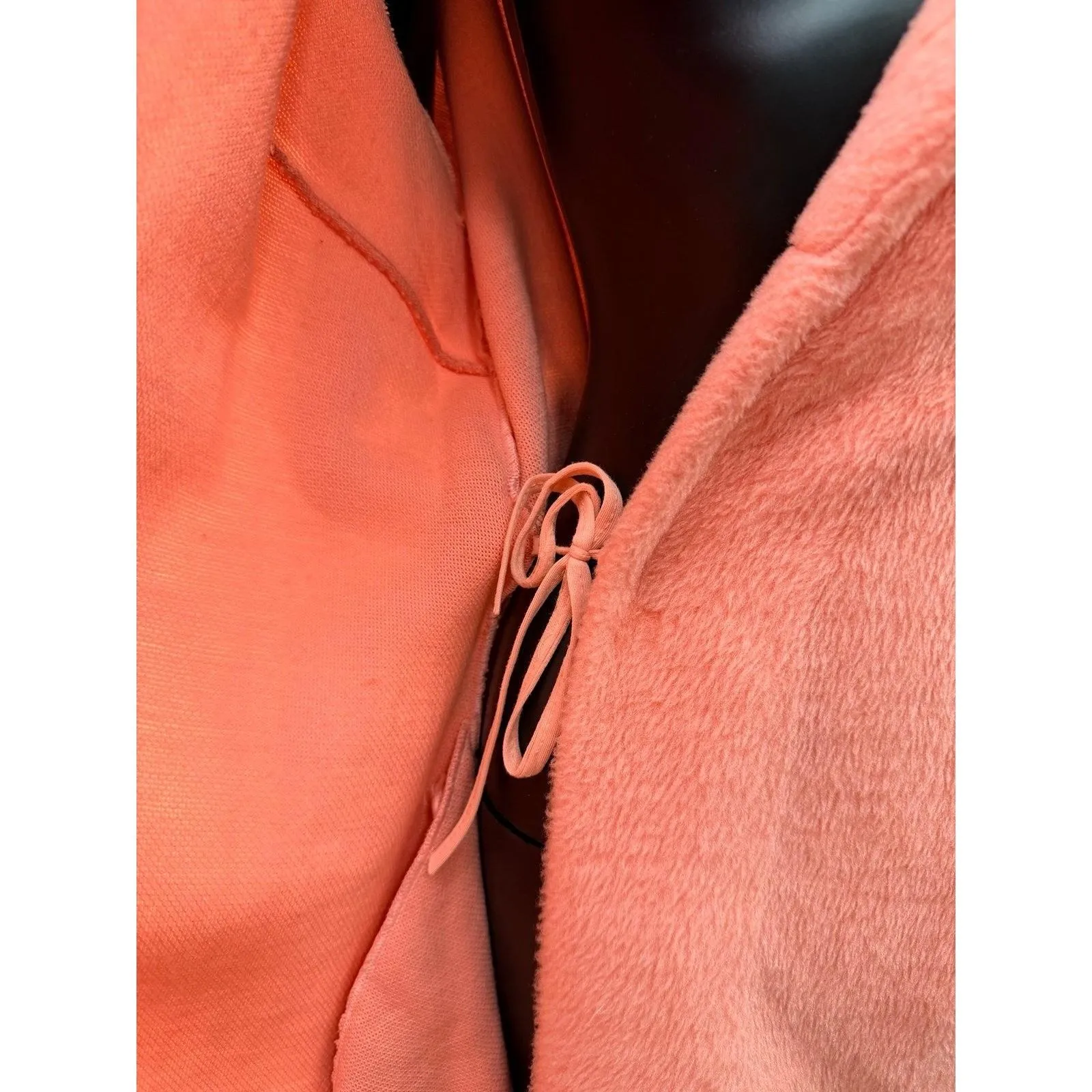 Vintage Sears Best coral plush robe 60s fuzzy belted lounge coat Medium Orange - Image 3
