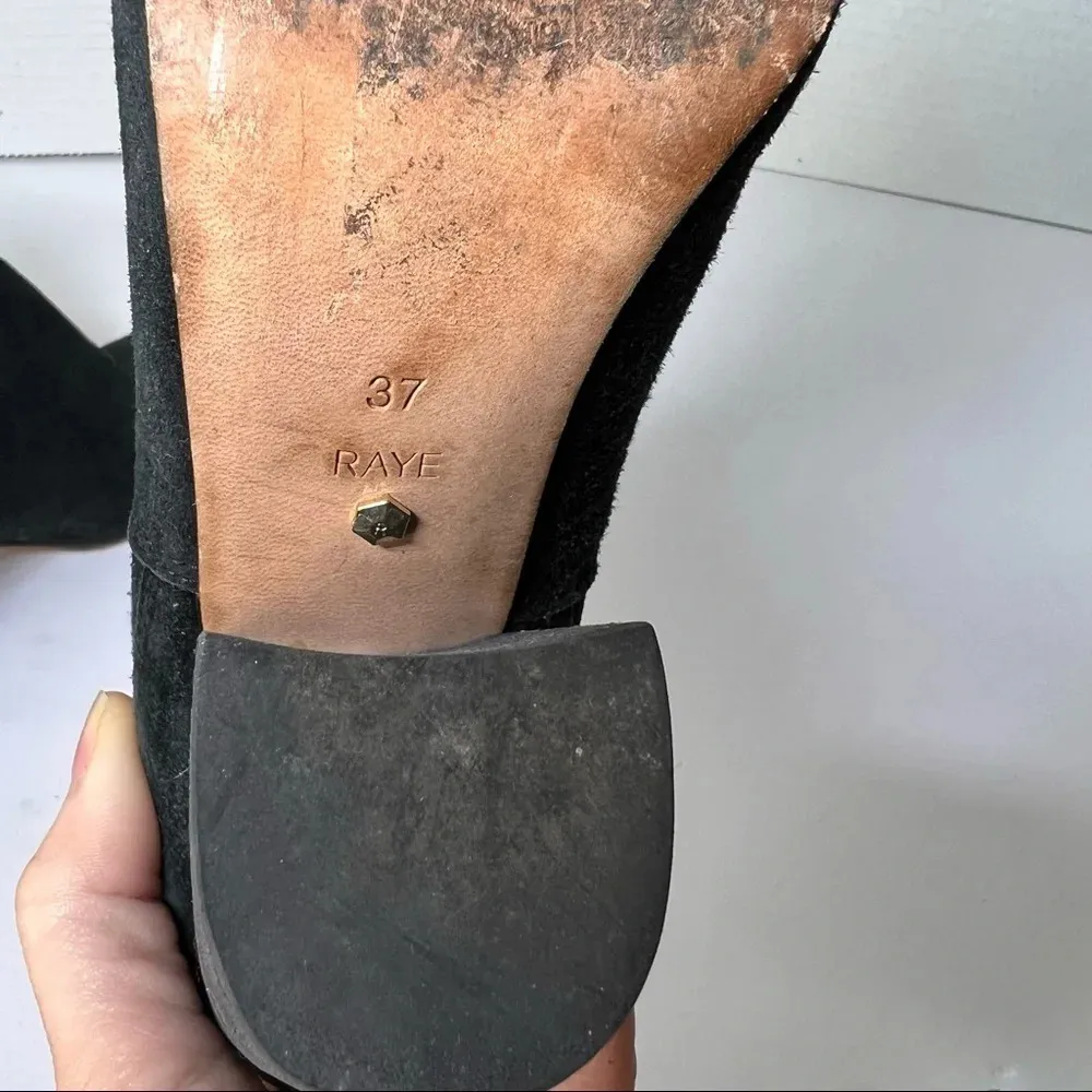 RAYE  Revolve Womens Ella Black Suede Western Inspired Boot Block Heels Sz 37 - Image 9