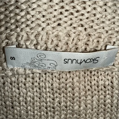 SCOVHUUS‎ ITALY Beige Open Knit Long S/S Sweater With Bow NWOT Size Small Tan - Image 8