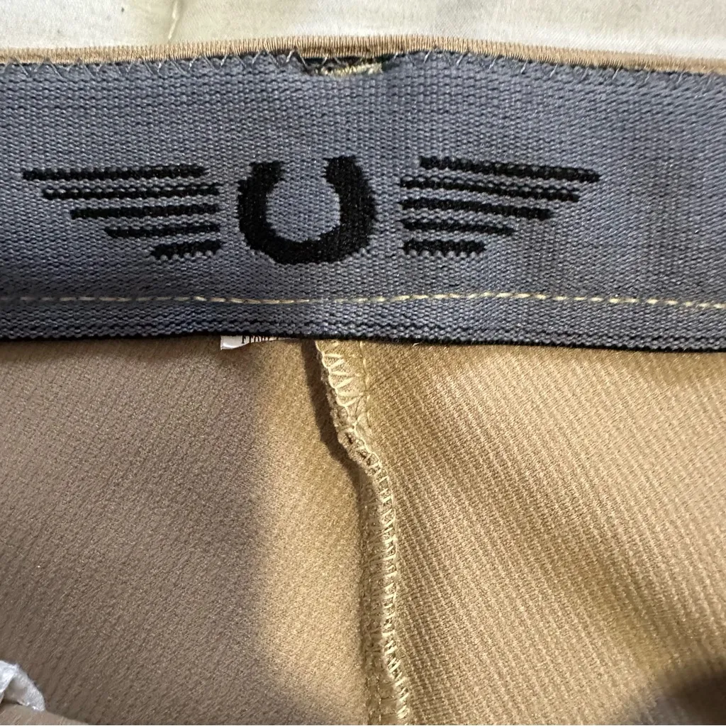 Tan Riding Pants with Knee Patches TuffRider Beige Neutral Front Zip - Image 3