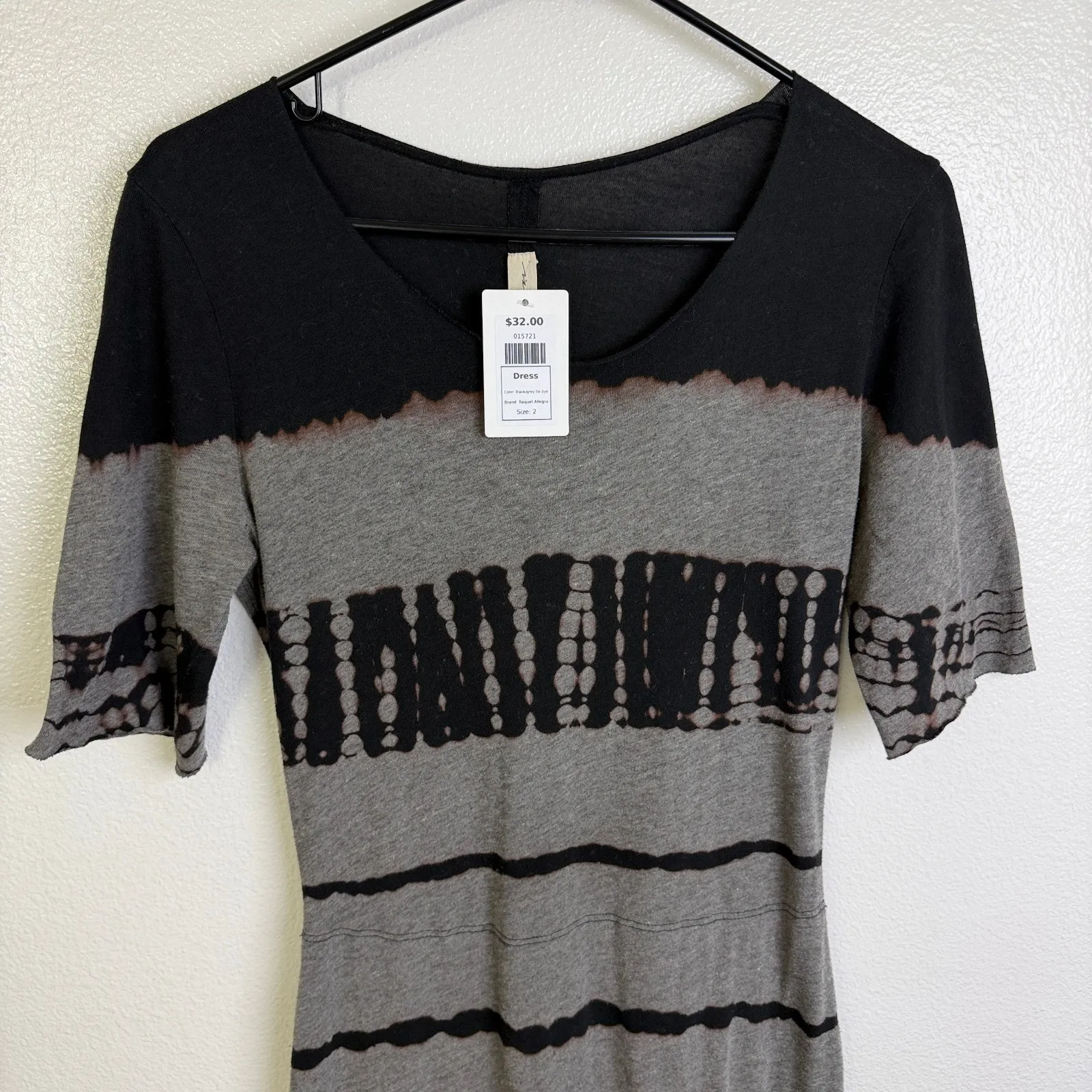 Allegra Raquel Basic Shirt Dress Womens Size 2 Tie Dye Black Grey Boho Hippie - Image 3