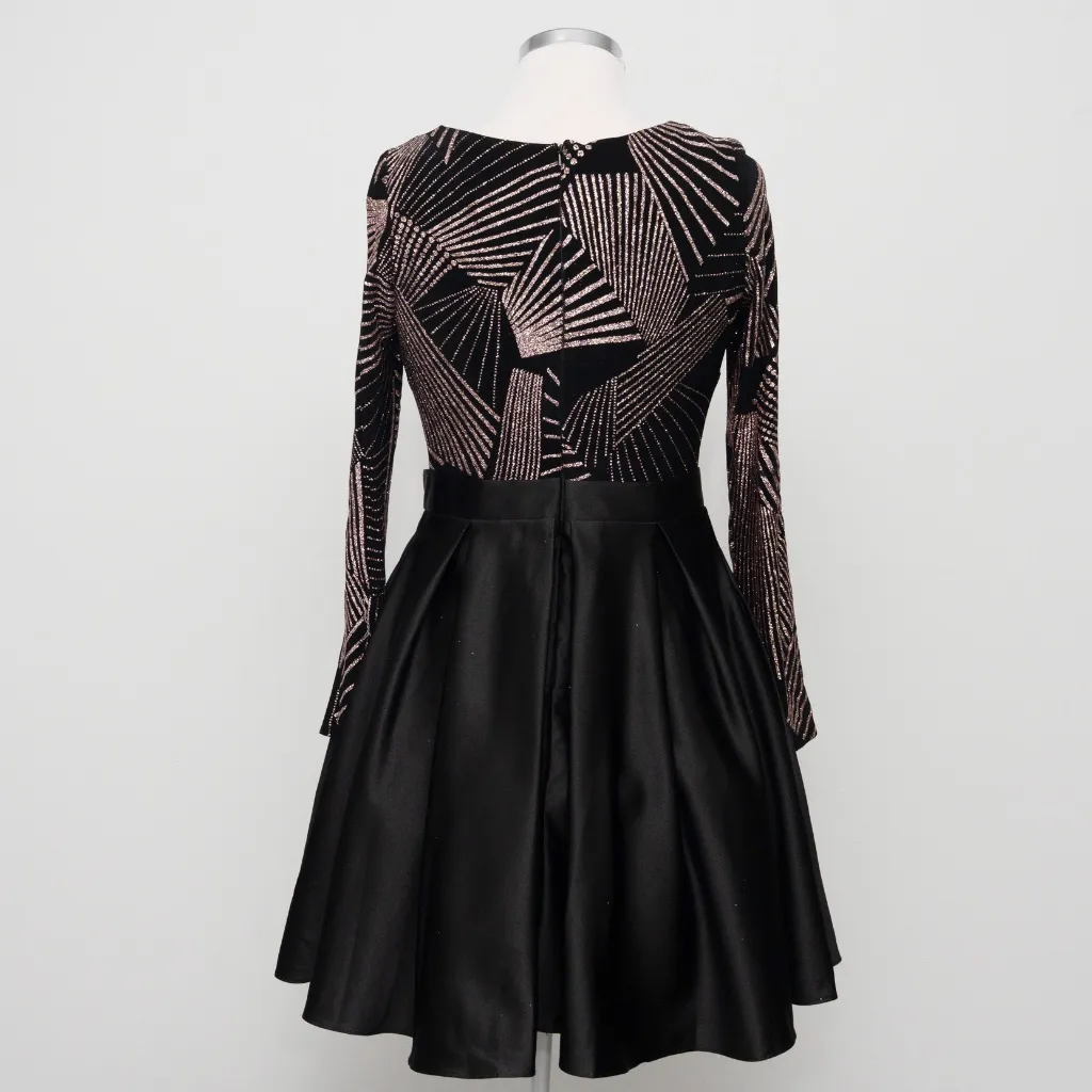 Betsy & Adam -  Petite Geo-Glitter Fit & Flare Dress - Image 3