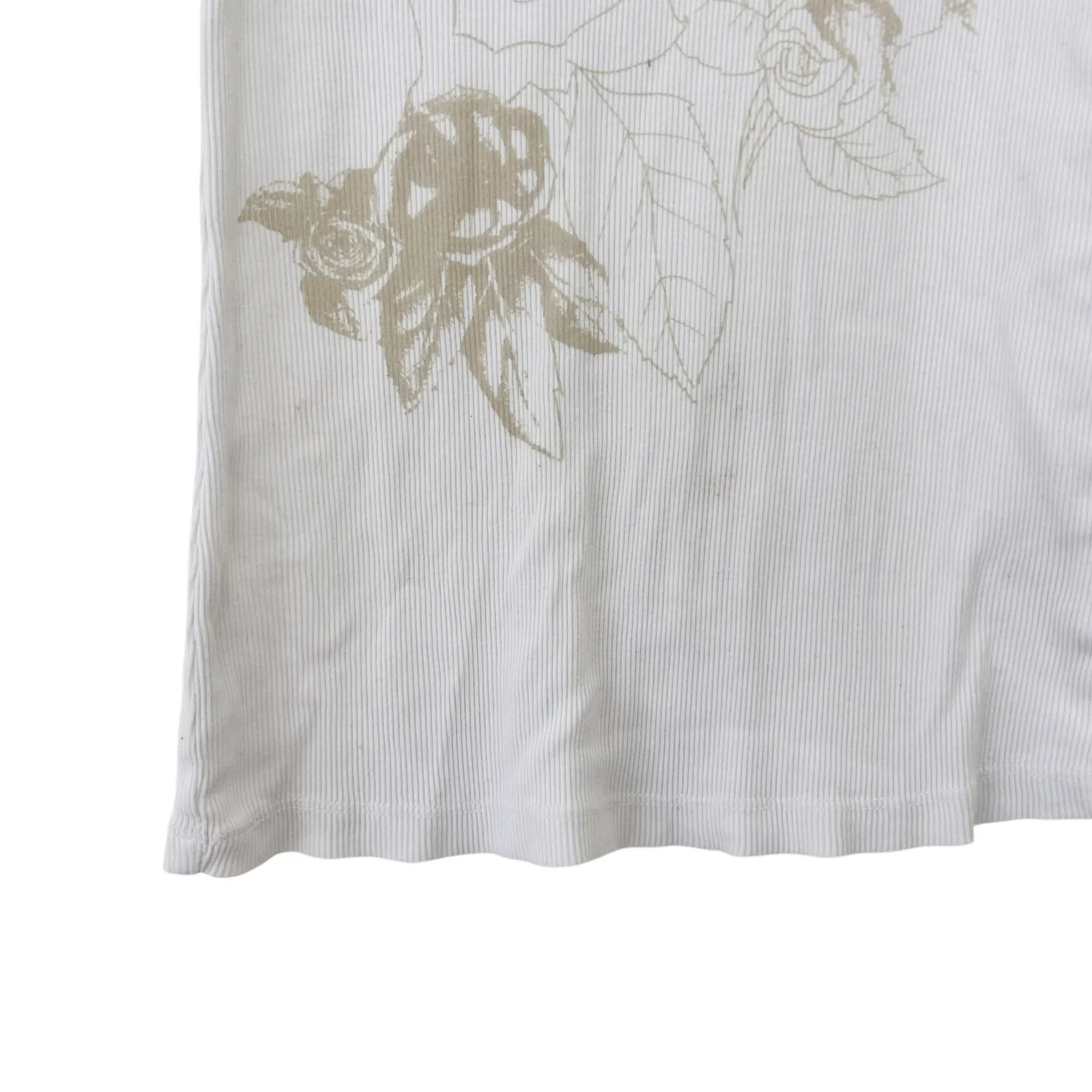 Guess Y2K Rhinestone White Ribbed Tank Top Sz M - Image 3