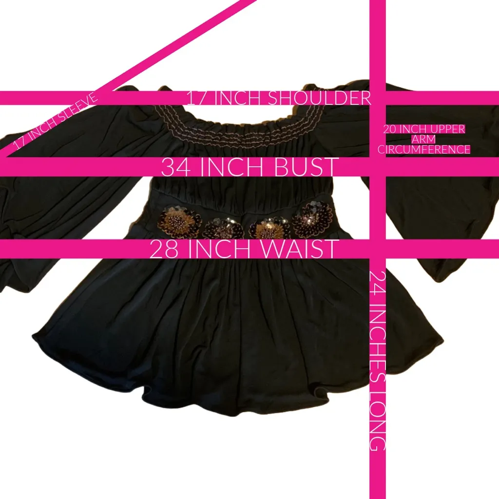 TOMASO STEFANELLI BROWN OFF-THE-SHOULDER BEADED WAIST STRETCHY PEASANT TOP (42) - Image 13