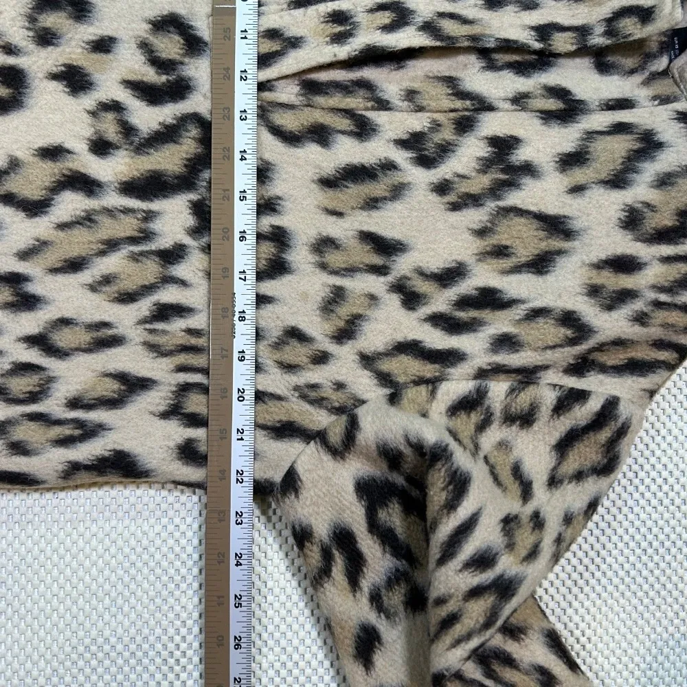 Zara Wool Blend Leopard Print Oversized Pullover Jacket Half-Zip Womens‎ XS - Image 6