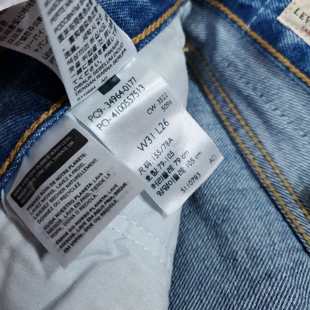 Levi's Premium Wedgie Straight Jeans Size 31x26 Distressed Destroyed Ripped Blue - Image 7