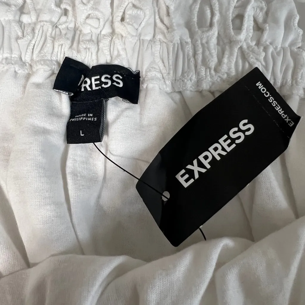 Express White Eyelet Bandeau Top - Image 3