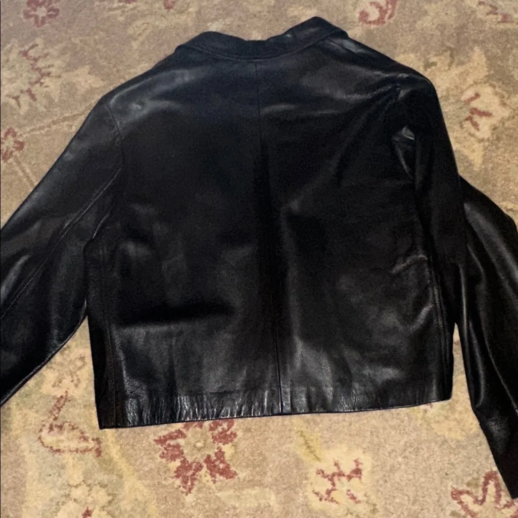 Coach Black Leather Cropped Jacket with Minimalist Design large NWOT $850 supple - Image 7