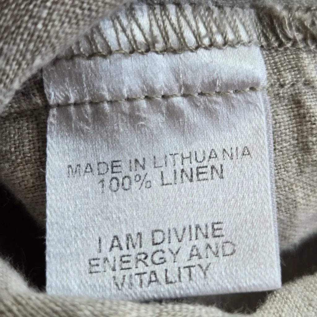 Flax Linen Crop Pull on Pants Size 1X Lagenlook Boho pants - Image 5