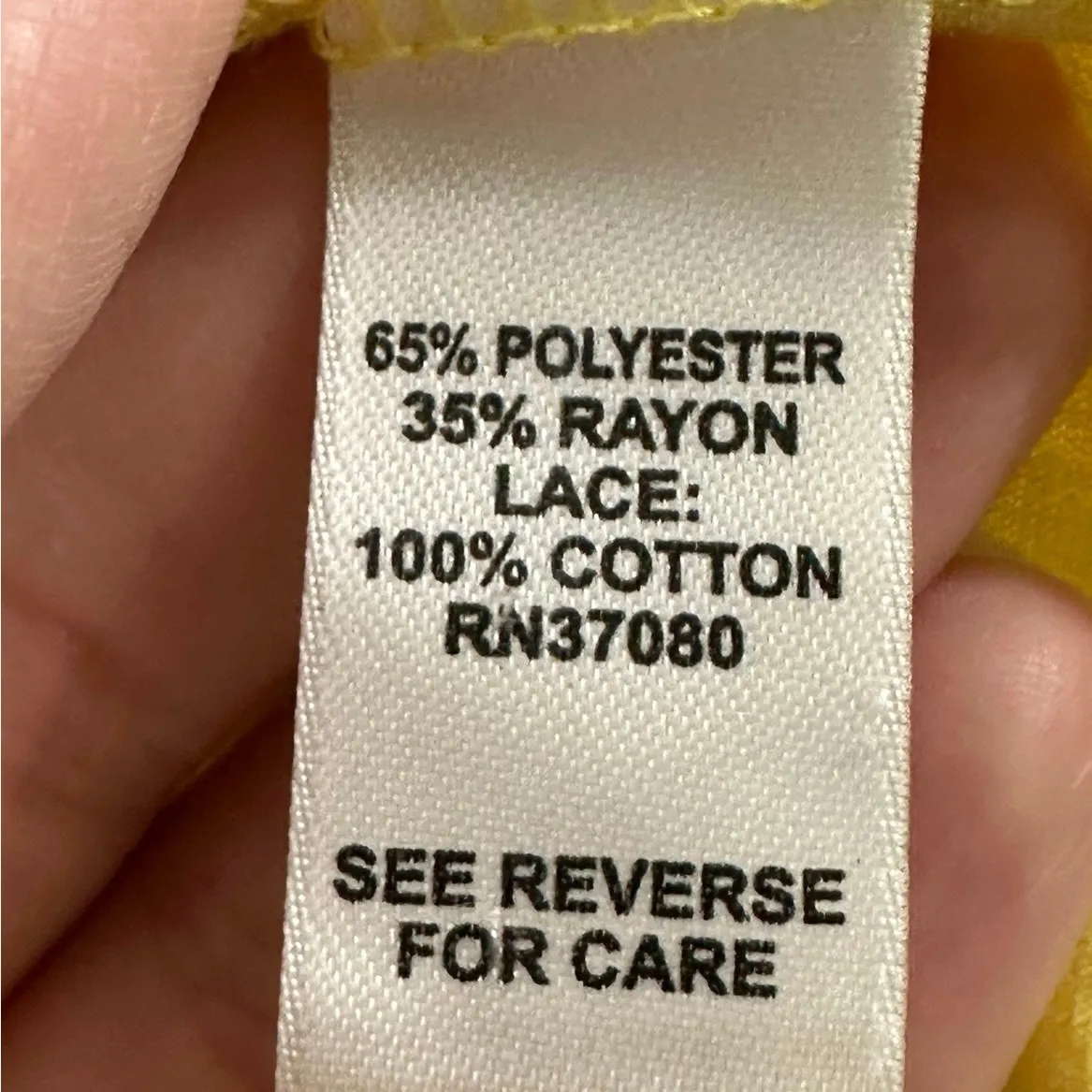 Cato Bright Yellow Floral Crochet Lace Front T-Shirt Medium Hippie - Image 6