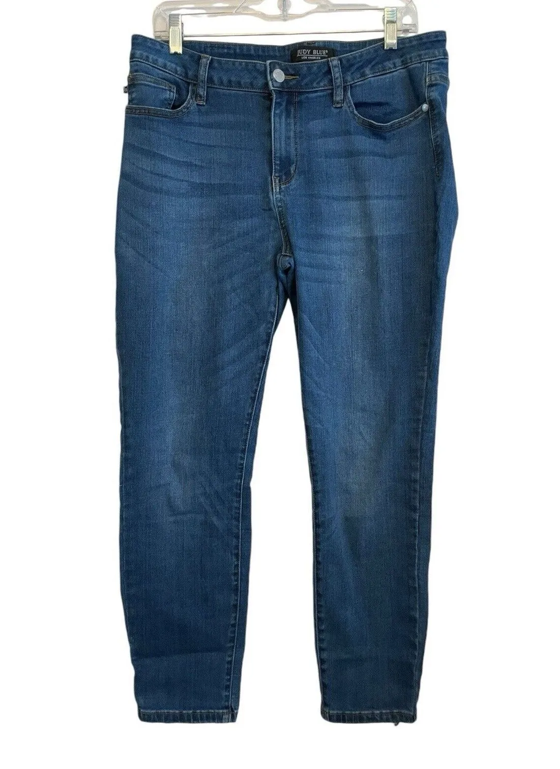 Judy Blue Relaxed Fit Mid-Rise Slim Jeans Women Size 32 Blue Faded Ankle Stretch - Image 1