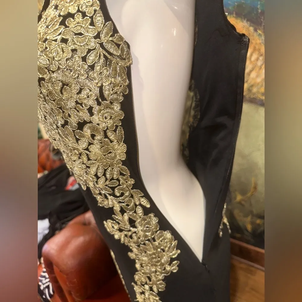Besty & Adams Gold Embroidery Black Formal Gown Dress 0 - Image 9