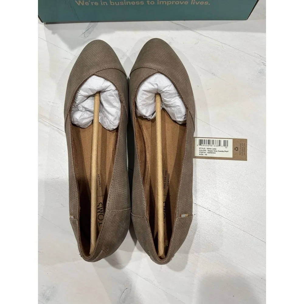 New in box! Toms Julie taupe grey suede size‎ 10 - Image 5