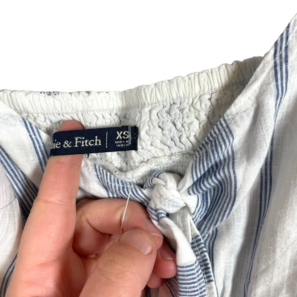 NWT Abercrombie & Fitch Striped Bow Front Crop Top in Blue/White Size XS - Image 11