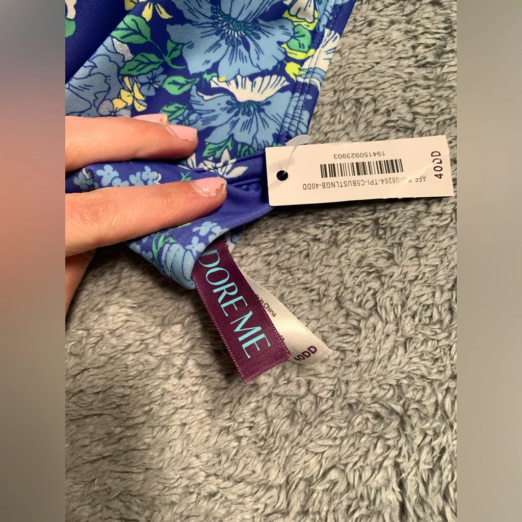 Adore me floral swimsuit top blue NWT 40DD - Image 7