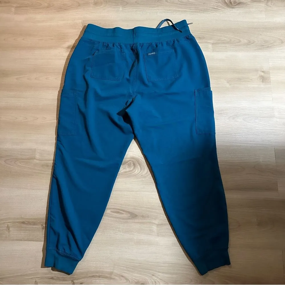 Jaanuu Women’s 13 Pocket Teal Scrub‎ Jogger Sz XLP Antimicrobial - Image 2