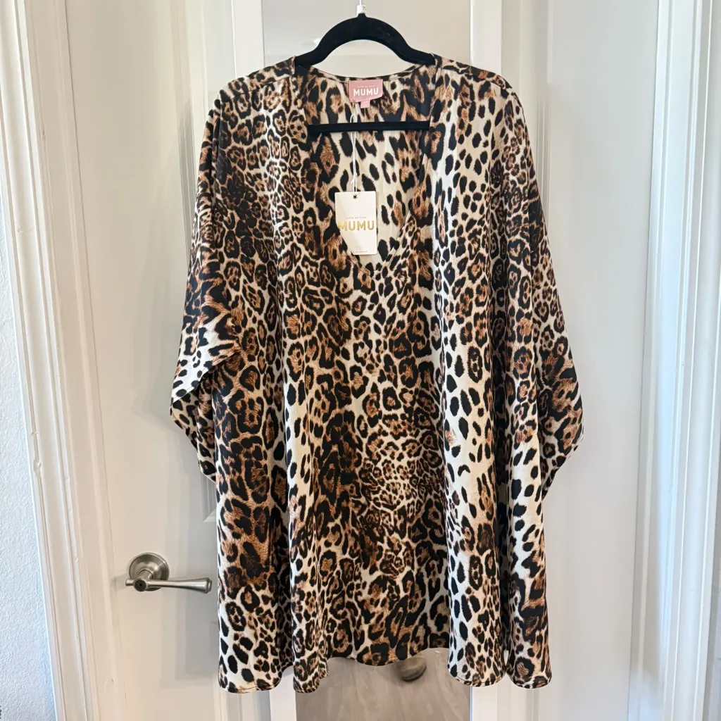 Show Me Your Mumu Leopard Print Oversized Tunic Dress 2X NWT - Image 2