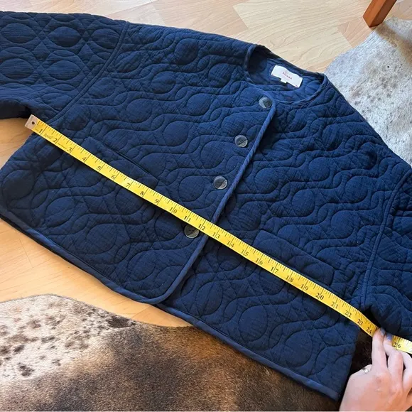 XIRENA‎ Deep Navy Paley Quilted Jacket Size Large Lagenlook Boho Blue - Image 6