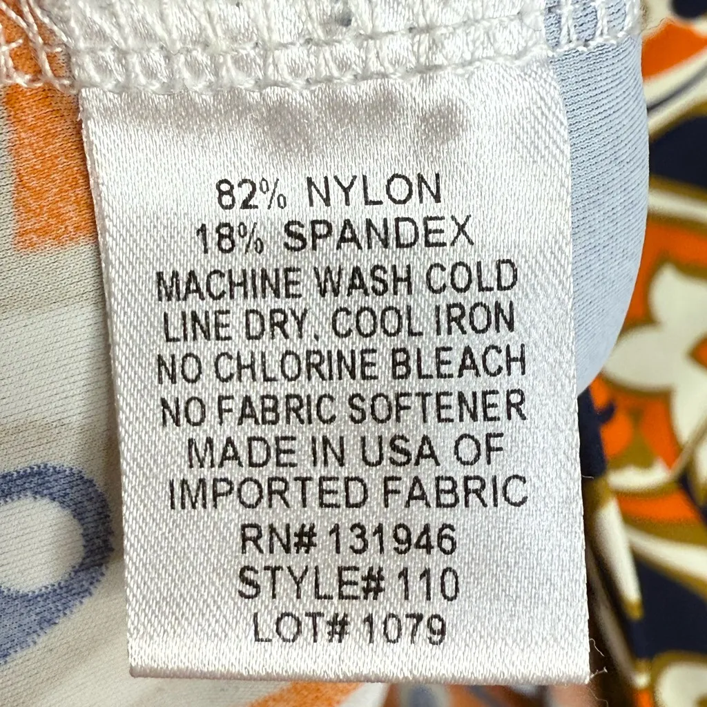 JUDE CONNALLY Beth Dress Retro Paisley Floral Navy Orange Size Small - Image 6