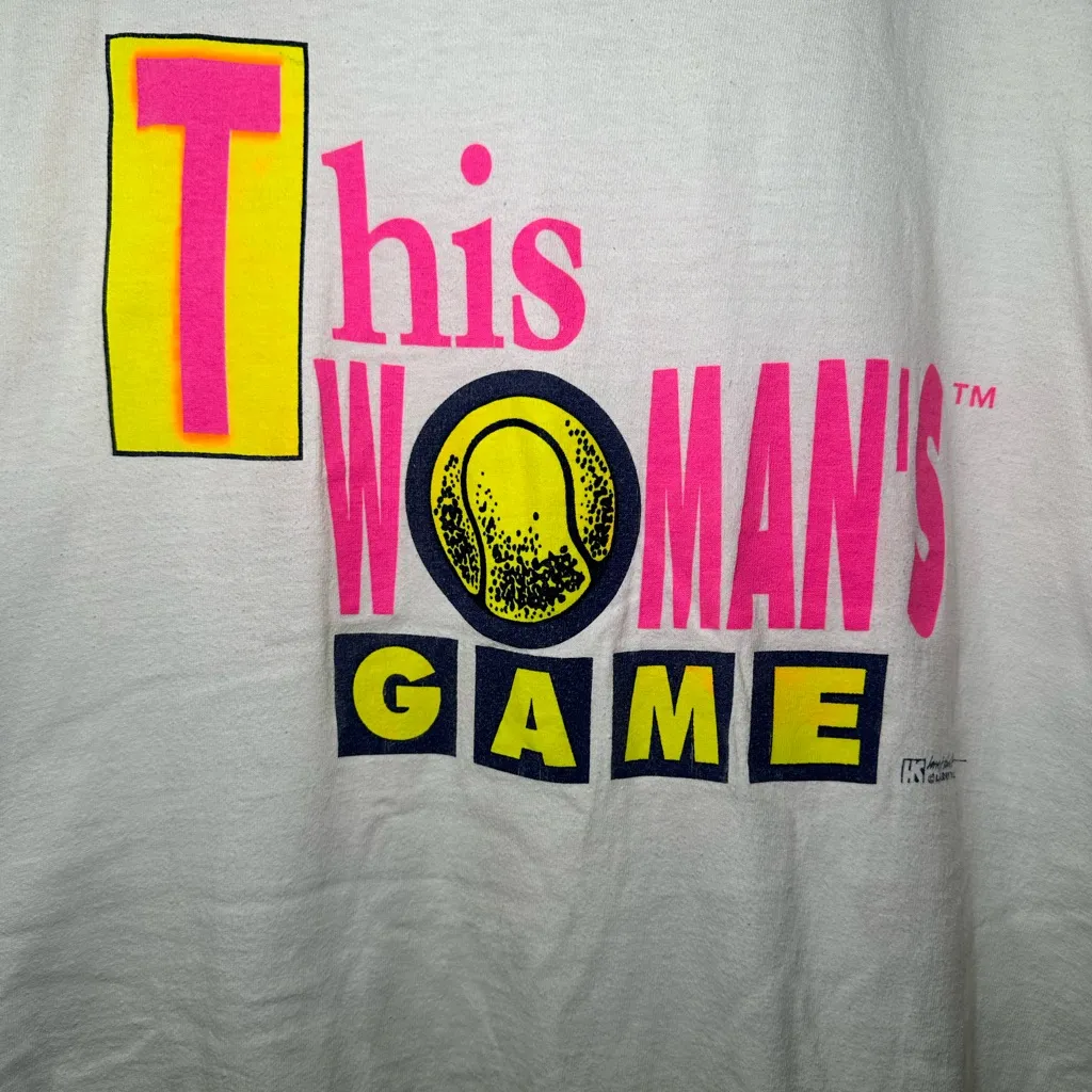 Vintage This Woman’s Game “Tennis” Tshirt saying Size XL‎ Made in USA - Image 2