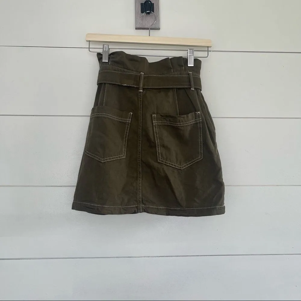 Free People Women’s 0 Splendor in the Grass Army Green Skirt Denim Mini - Image 2